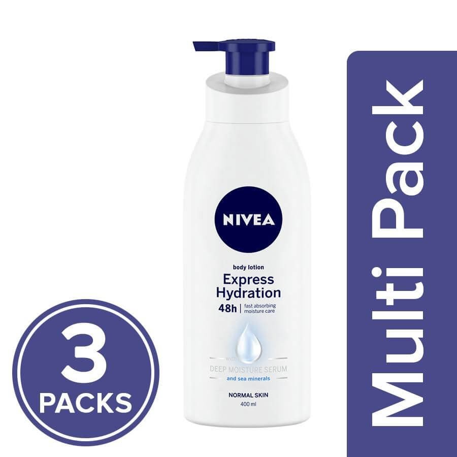 Nivea Body Lotion - Express Hydration, For Normal Skin, 3x400 ml Multipack